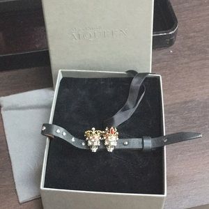 Alexander McQueen sculls leather bracelet $695